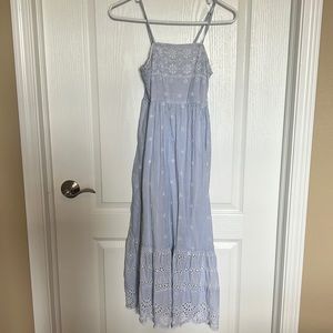 Blue and white stripe maxi dress